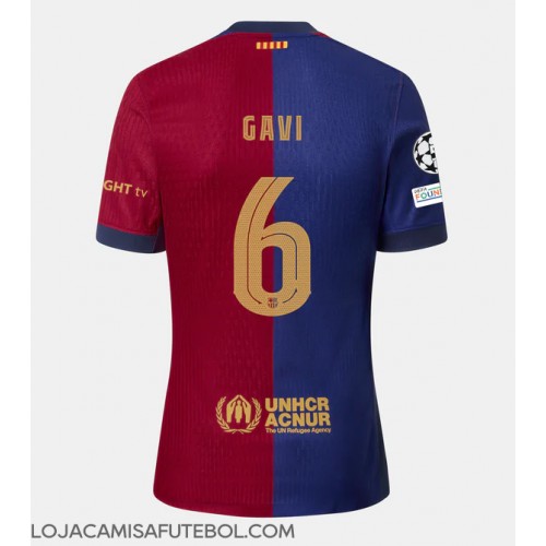 Camisa de Futebol Barcelona Paez Gavi #6 Equipamento Principal 2024-25 Manga Curta